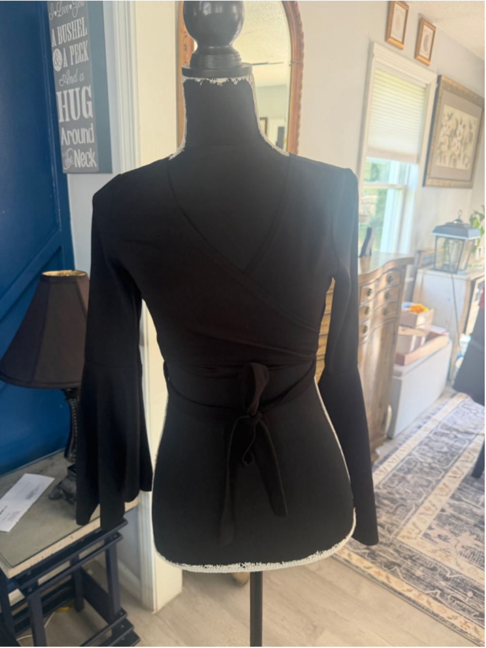 Women's SHEIN Black Long Sleeve Wrap Blouse Size S